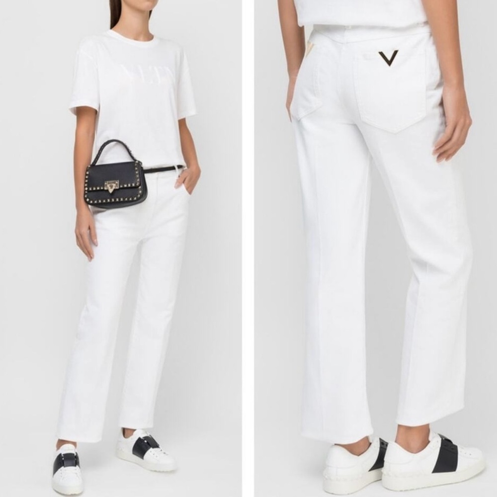 Valentino White Denim with Gold Button